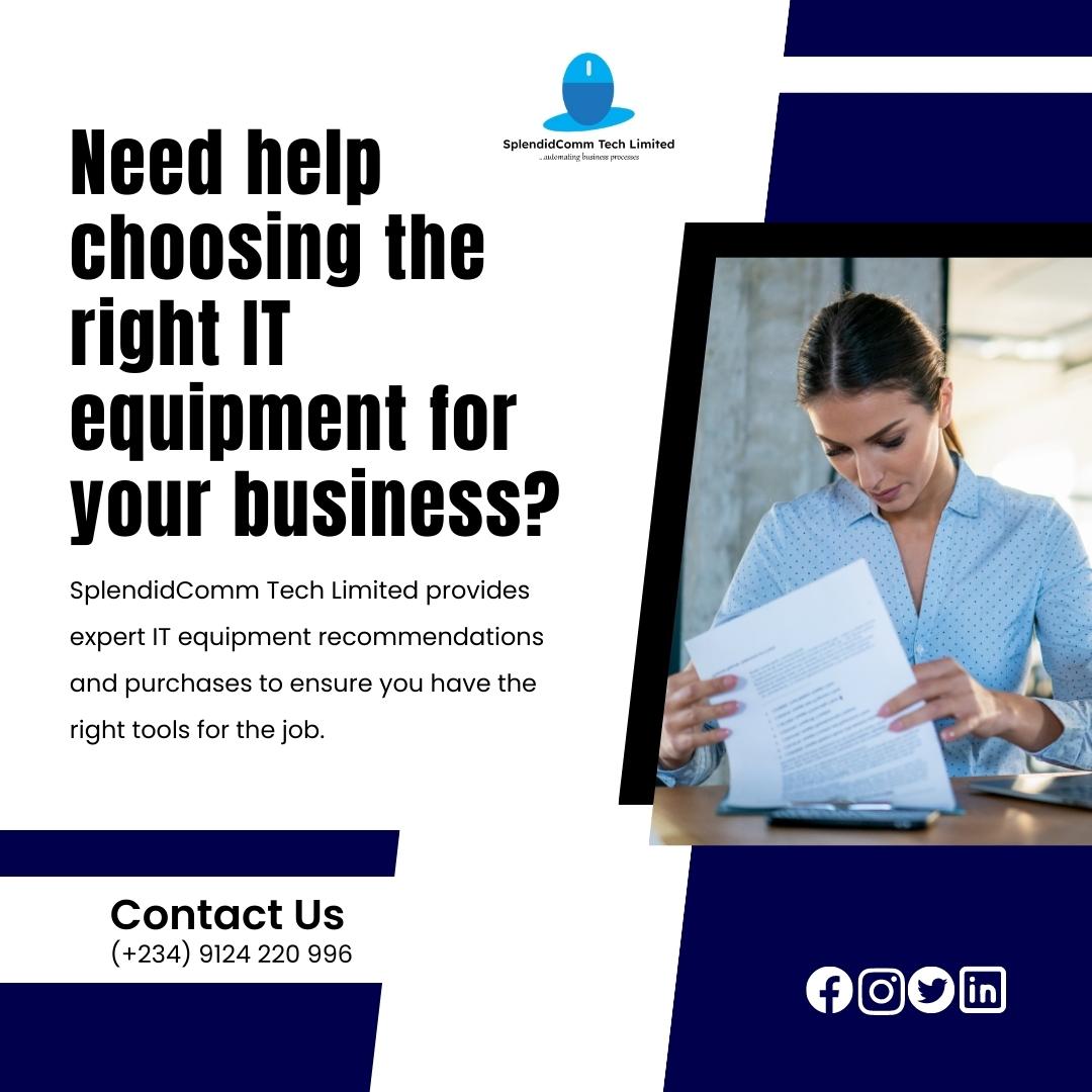 Splendidcomm_t's tweet photo. 👨‍💼🔧📈💻 Need help choosing the right IT equipment for your business? 

📲 CLICK LINK IN BIO to schedule a consultation with one of our experts today! 💬

#ITequipment #techconsultant #businesssolutions #technology #ITsupport #computers #hardware https://t.co/lo9SgxhqeM