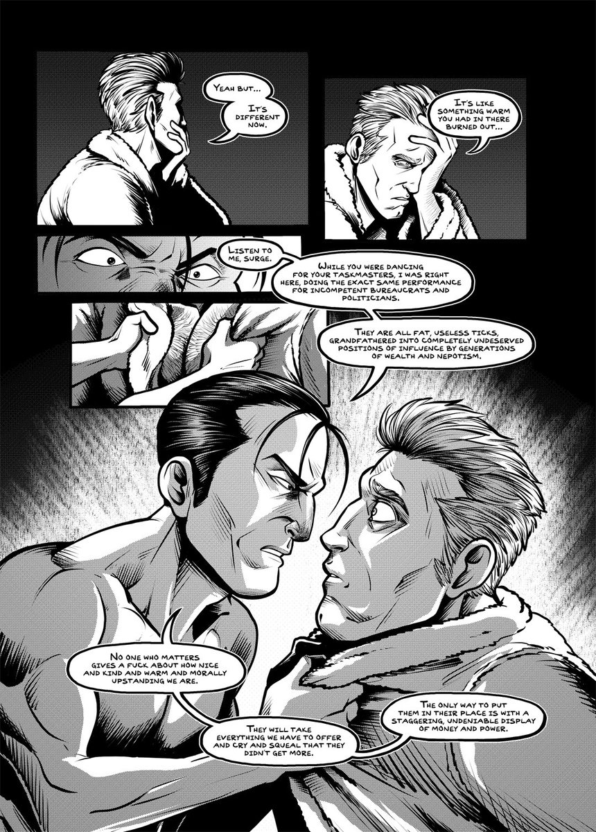 Page 39, reminding you this is still the guy who is eventually going to snap and dump all his time and money into building a bioweapon to topple some unspecified higher world power