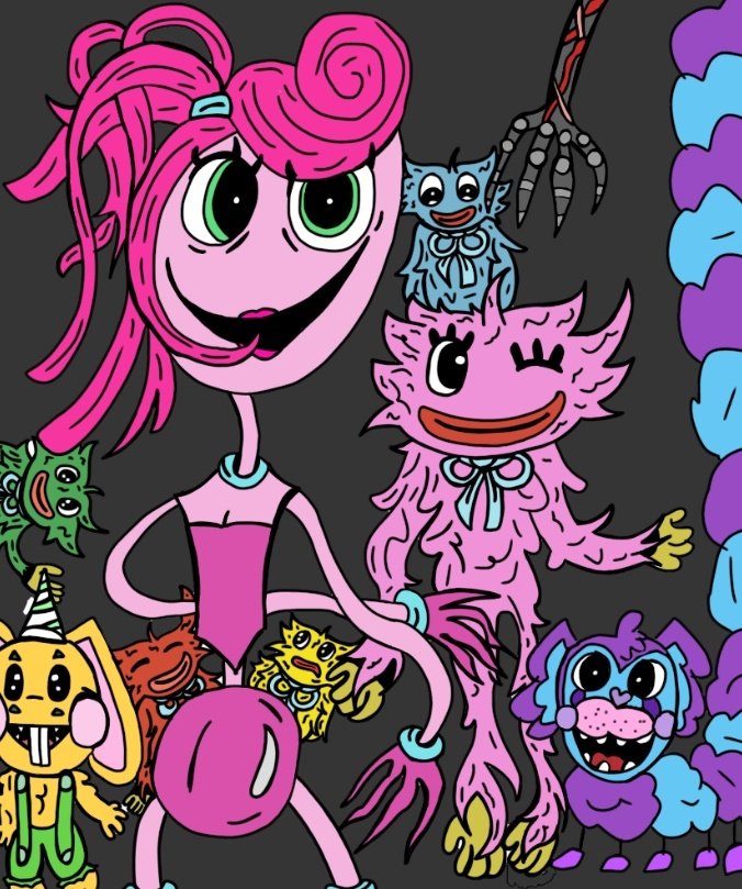 exp1170's tweet photo. Heres my drawing for poppy Playtime aniversary
Its digital 
Happy birthday to poppy playtime chapter 2 🔥🔥🔥🥳🎉
#PoppyPlaytime 
#poppylaytimechapter2
#happyanniversarypoppyplaytimechapter2
#kissymissy 
#pjpug 
#mommylonglegs
#bunzobunny
#minniehuggys 
#digitaldrawing https://t.co/J7ZBhQ3COq
