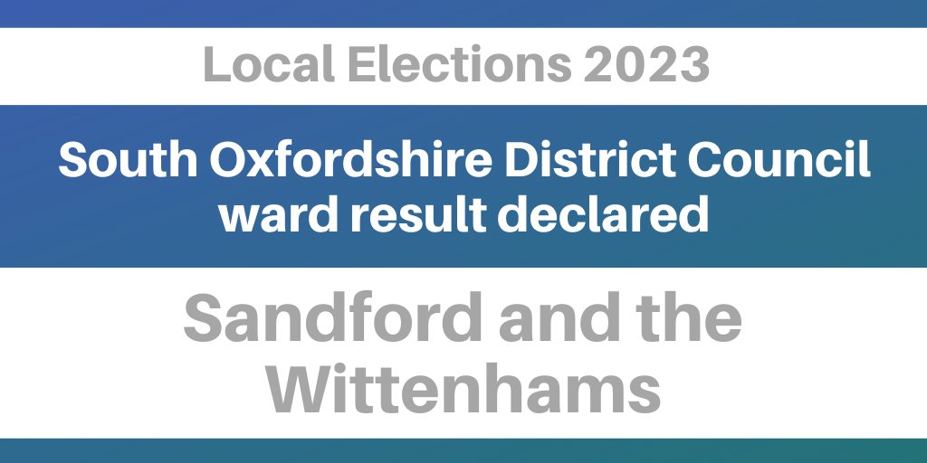 Sam Casey-Rerhaye (Green) has been elected district ward member for Sandford and the Wittenhams. To view the full result, visit southoxon.gov.uk/localelections…