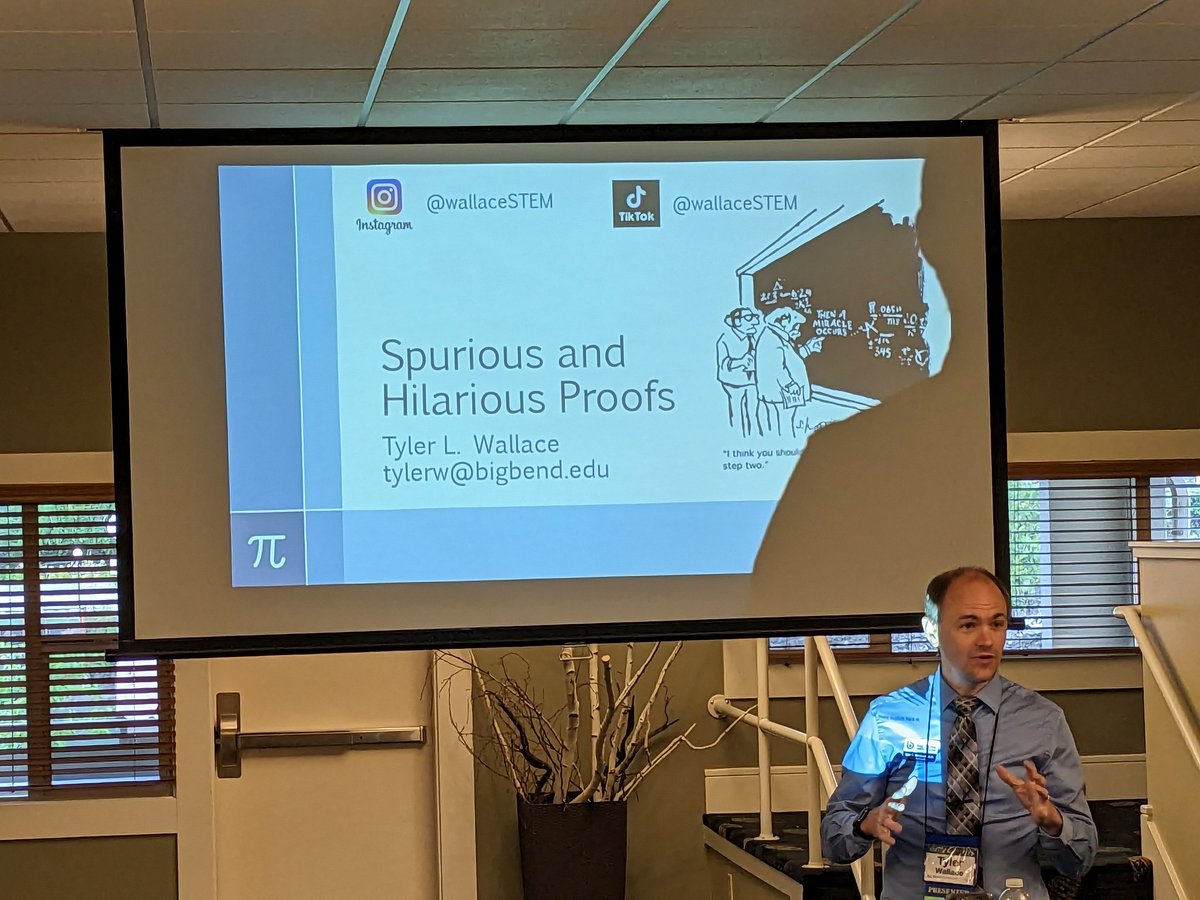WAMATYC's tweet photo. Second session of the 2023 Washington College Mathematics Conference with @wallaceSTEM from @BigBendVikings talking about "Spurious and Hilarious Proofs." https://t.co/QcorTYBYt2