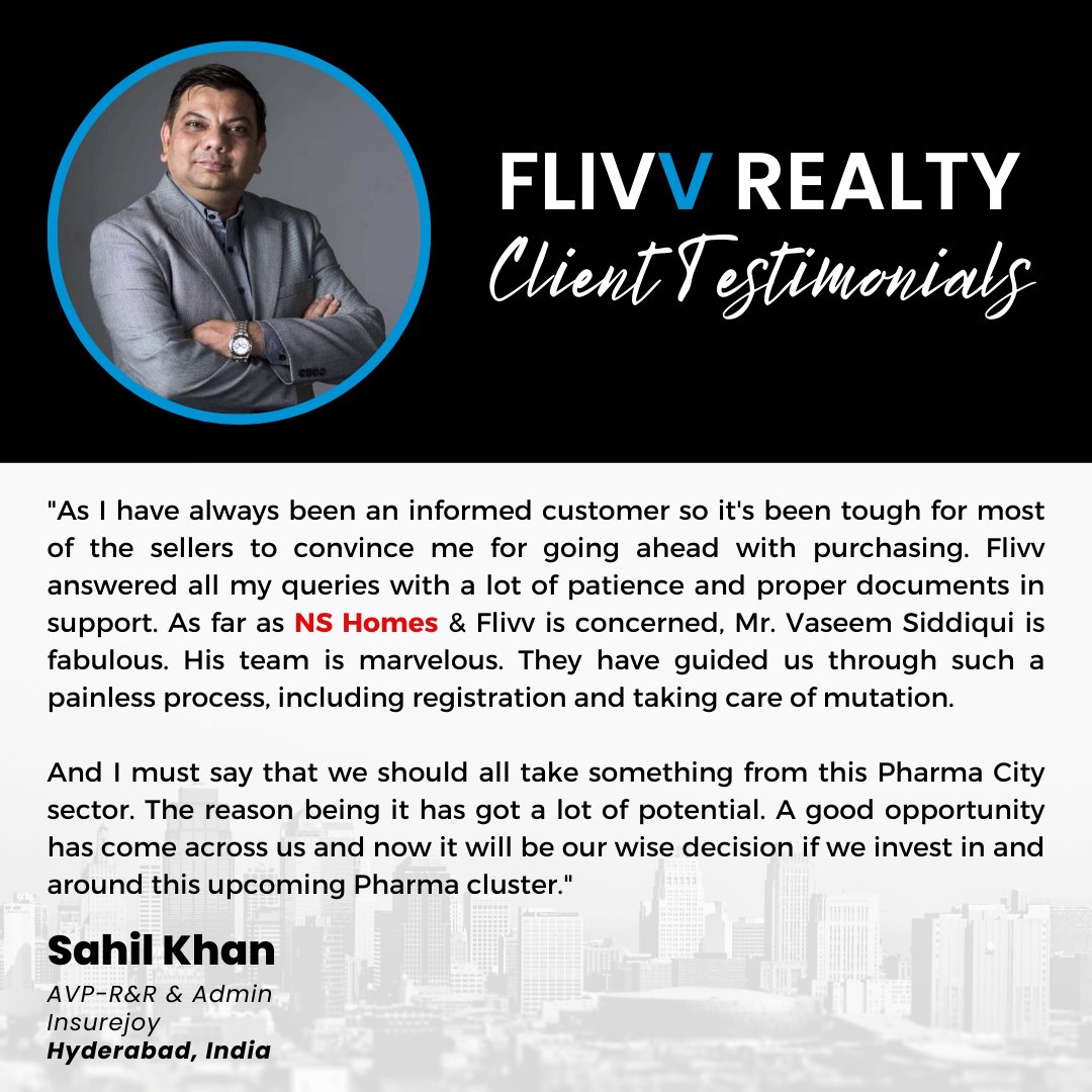Flivv's tweet photo. What our clients have to say about us! 🤗

NS Homes - Client Testimonial
Sahil Khan

#flivvrealty #nshomes #openplots #pharmacity #hyderabad #realestate #realestateclient #clienttestimonials #customerreviews #happyclient #openplots #realestateinvestment https://t.co/XXS0VsGBla
