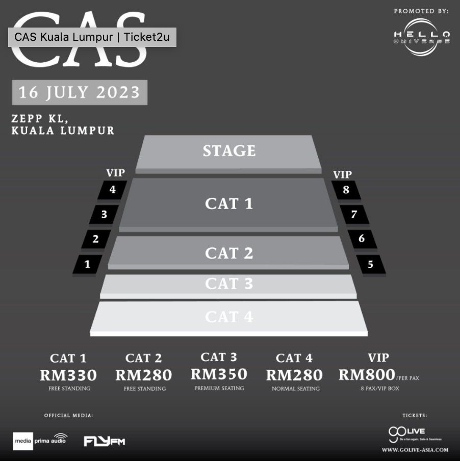 JonathanMattShe's tweet photo. WTS CAT 2 CAS KL x2 tickets. DM if you're interested! #caskl #CASLiveInKL #CASinKL #CASLiveInKL #CASLiveinMY #CASinKL #CASinMY https://t.co/9ZTATtydzC