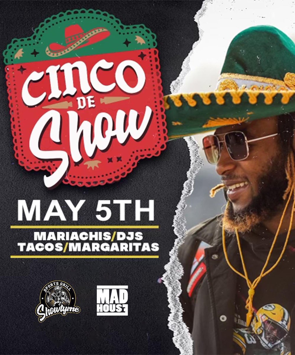Happy Cinco De Drinko 🎉 🇲🇽 We Got The  #CincoDeMayoBlockParty at #Headquarters Central💃🏻
NO COVER BEFORE 8pm, OPEN ALL DAY!! 🍻
Reservations Text, 915-593-9271!

If You’re Staying East We Got #CincoDeShow 🏈 🇲🇽 Going Down at #Showtyme  🎉💃🏻
Reservations, Text (915) 790-9334