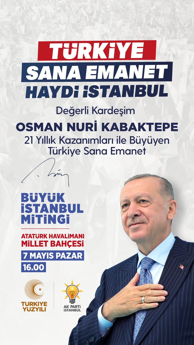 osmannnurika's tweet photo. Cumhurbaşkanımız Sn. Recep Tayyip Erdoğan'ın liderliğinde gerçekleştireceğimiz Büyük İstanbul Mitingi'ne katılmaya, yüzyılın mitinginde coşku ve heyacan dolu tarihi bir güne tanıklık etmeye ne dersin?

Dijital hatıra biletini almak için: https://t.co/d0cT4Jb8Y2

#TürkiyeSanaEmanet