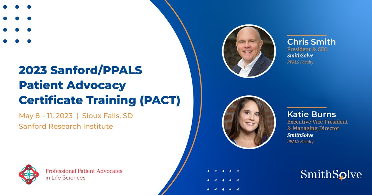 SmithSolve's tweet photo. Our team is excited to attend the @PPALSorg event next week at @SanfordResearch in Sioux Falls, SD.
We hope to see many of you there!
#PPALS #patientadvocacy #raredisease #lifesciences #patientengagement https://t.co/JKfw3q7G0b