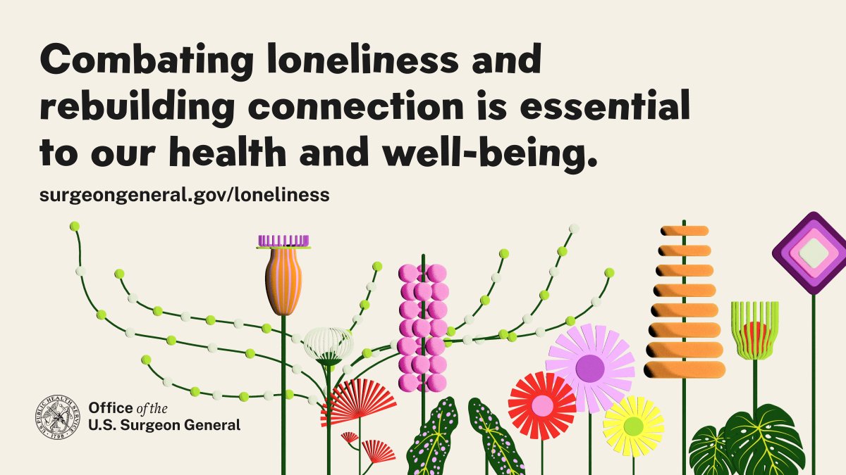 Each of us has the power to strengthen the connections and relationships in our own lives and help our community flourish. Learn more about how you can work to #Connect2Heal, foster social connection, and, ultimately, improve your health. Surgeongeneral.gov/loneliness