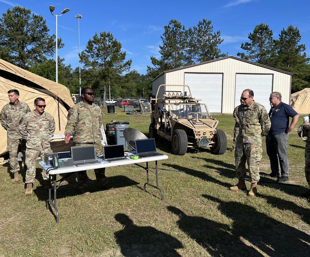 16AF_CC's tweet photo. Outstanding visit to Robins AFB this week, seeing the impressive XCOMM Airmen at Roundup Day and visiting our E-11 unit &amp; new BACN aircraft! Tremendous capability to our force and great example of how we are generating insights in support of our fellow C-NAFs &amp; CFACCs. Off we go! https://t.co/TpqfzWQEmy