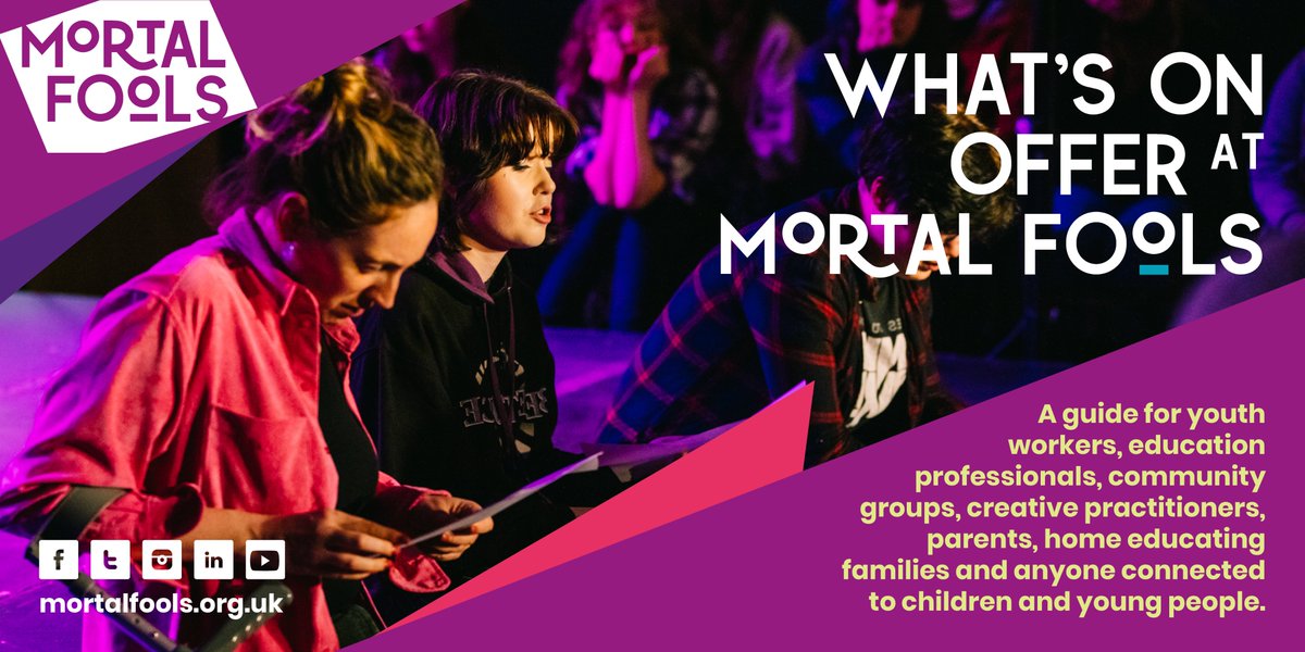 We’ve created a new resource for folks working with children & young people outlining some of the ways you can engage with Mortal Fools’ work in various settings & a one stop shop menu of all our digital on demand resources. Download via: mortalfools.org.uk/news/whats-on-…