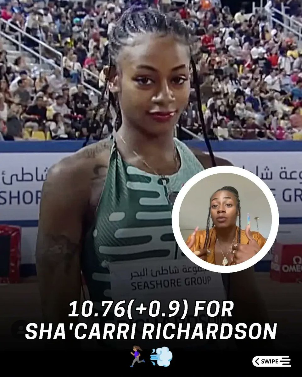 TrackExtremeTV's tweet photo. ๐ WORLD LEAD ๐
๐บ๐ธ Sha'Carri Richardson won the 100m in Doha Diamond League with an impressive time of 10.76s(+0.9m/s)
#trackandfield #tracknation #trackoval #diamondleague #dohadiamondleague https://t.co/FoKaQARh86