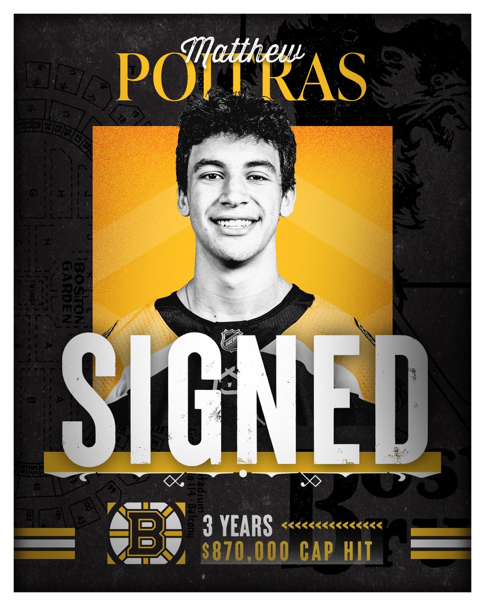 The #NHLBruins have signed Matthew Poitras to a three-year, entry-level contract beginning with the 2023-24 season.

📰: bit.ly/3VzXjGI