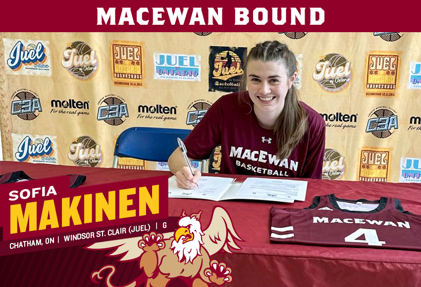 W🏀| RECRUIT
Griffins kick off 2023 <a href="/CanadaWest/">Canada West</a> <a href="/USPORTS_Bball/">U SPORTS Basketball</a> recruiting class with the addition of Chatham, Ont. product, high-motor gritty guard/small forward Sofia Makinen out of <a href="/WSCBball/">WSC Girls Basketball</a> <a href="/UCCLancers/">Ursuline College</a>. Welcome to <a href="/MacEwanU/">MacEwan University</a>!
#GriffNation

STORY➡️macewangriffins.ca/sports/wbkb/20…