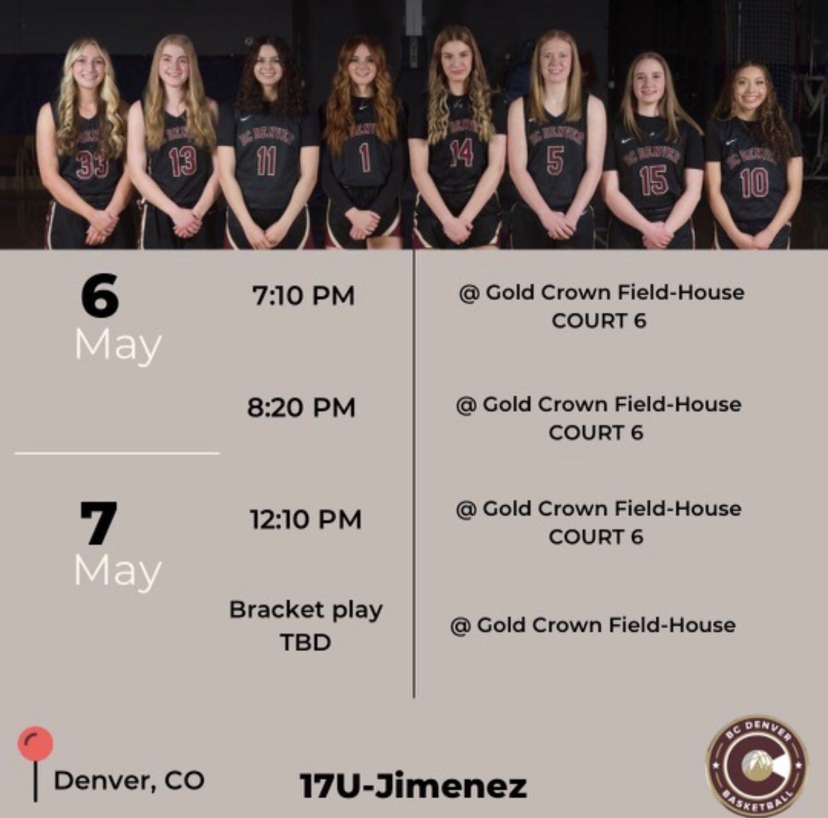 Schedule for this weekends tournament!