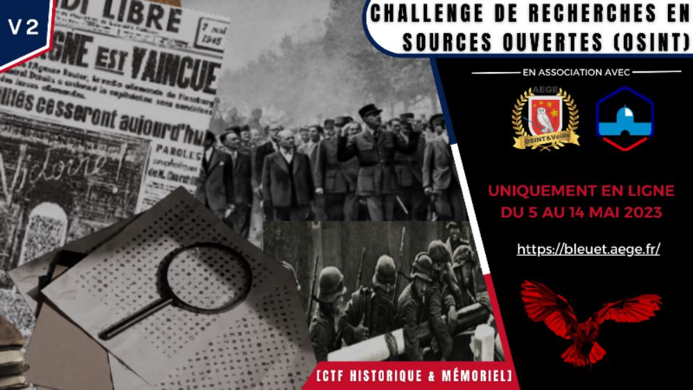 🕗 Il est l'heure !
🦉Le club #OSINT &amp; #Veille est fier de vous annoncer l'ouverture de la 2ème édition du #CTF Bleuet !
🏆 L'évènement est gratuit et accessible à tous ! 
💙 Inscrivez vous et retrouverez toutes les informations dans le lien ci-dessous.👇
aege.fr/agenda/ctf-osi…