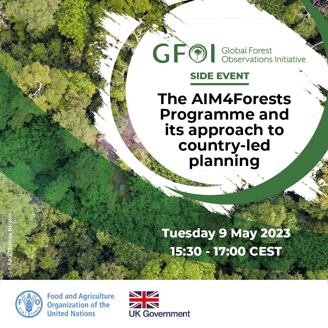 📢 Save the date!

Join us for a #GFOI2023 side event

The #AIM4Forests Programme and its Approach to Country-Led Planning

🗓️Tuesday 9 May 2023
15:30 – 17:00 CEST

More info👉 bit.ly/3LFwTix