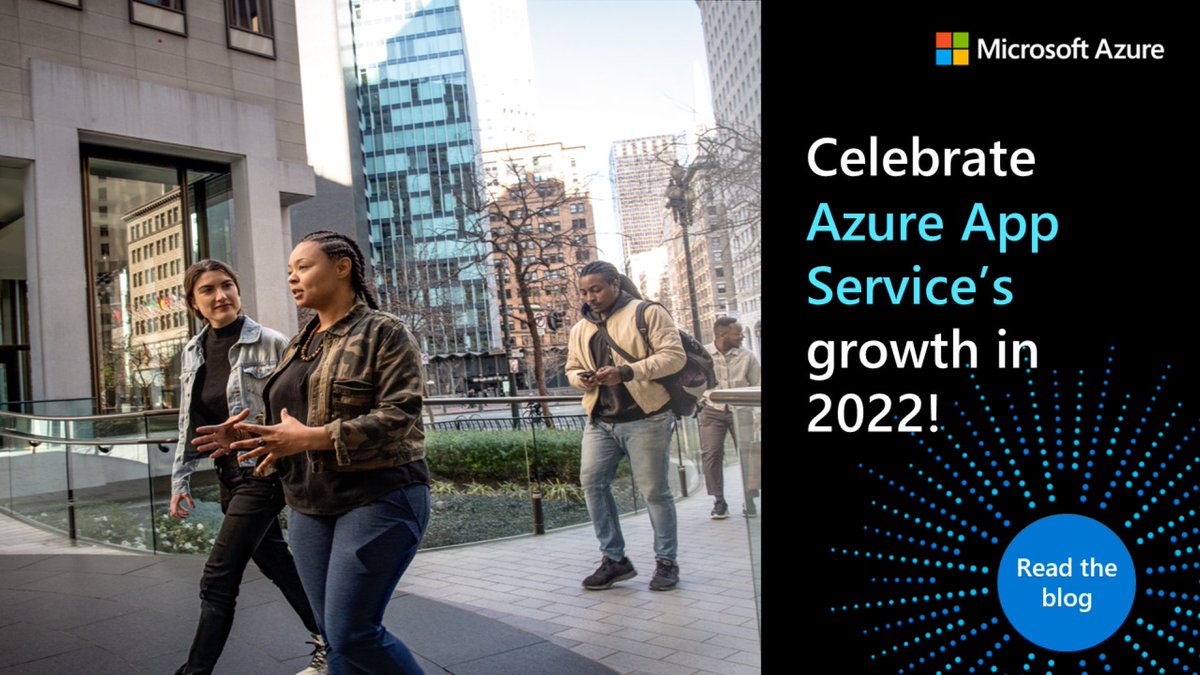 Azure's tweet image. 2022 was a breakthrough year for Azure App Service!

Here&apos;s a recap to bring you up to speed on feature support, innovations, and cost savings: msft.it/6015gT8JR #AzurePaaS