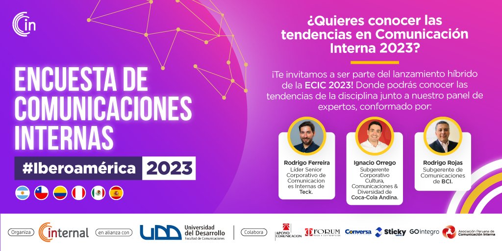 internalCI's tweet image. ¡No te quedes fuera de la ECIC 2023! 😎

📢 Conoce las principales tendencias de la comunicación interna en Iberoamérica a través del lanzamiento híbrido de los resultados de la ECIC 2023. 

👉🏻 Acompáñanos de manera online o presencial, inscríbete aquí: acesse.one/R2w2X