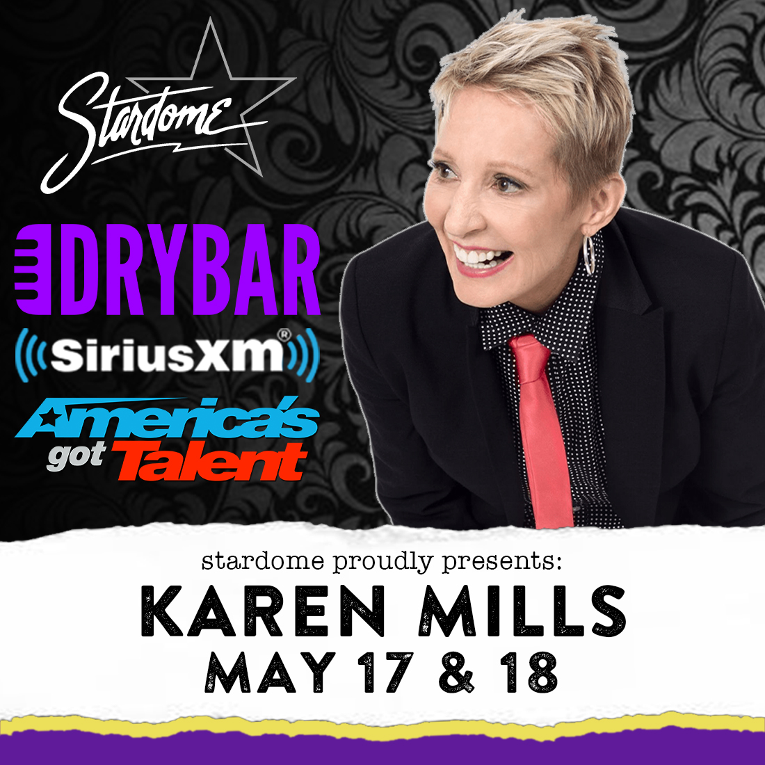 StarDome's tweet photo. Comedian and StarDome favorite @kmillscomedy returns May 17 &amp; 18! You've seen her touring with Leanne Morgan, caught her on AGT, watched her hit Dry Bar Comedy special Pink Pants, and can hear her regularly on Sirius XM. Now grab your tickets!--> https://t.co/6AHb5evDnF https://t.co/XzFmNZbkBz