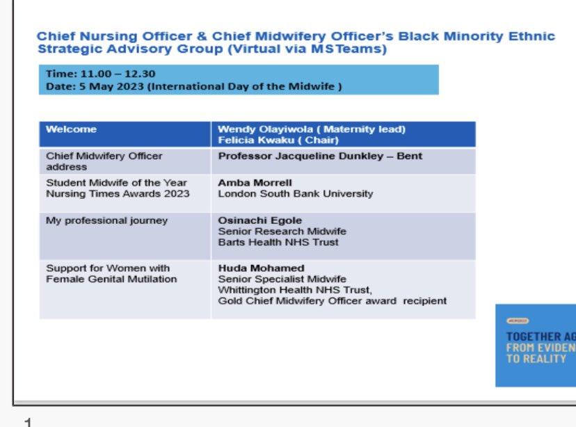 I am honoured today to have presented with the incredible team Chief Midwifery/Nursing Officer’s 🎉Black Minority Ethnic Strategic advisory Group.
#equalityinmaternity
#five @fivexmore @IsabelleCornet8 @WoganWebb #IDM2023 @Michelleleemw @Yanarichens