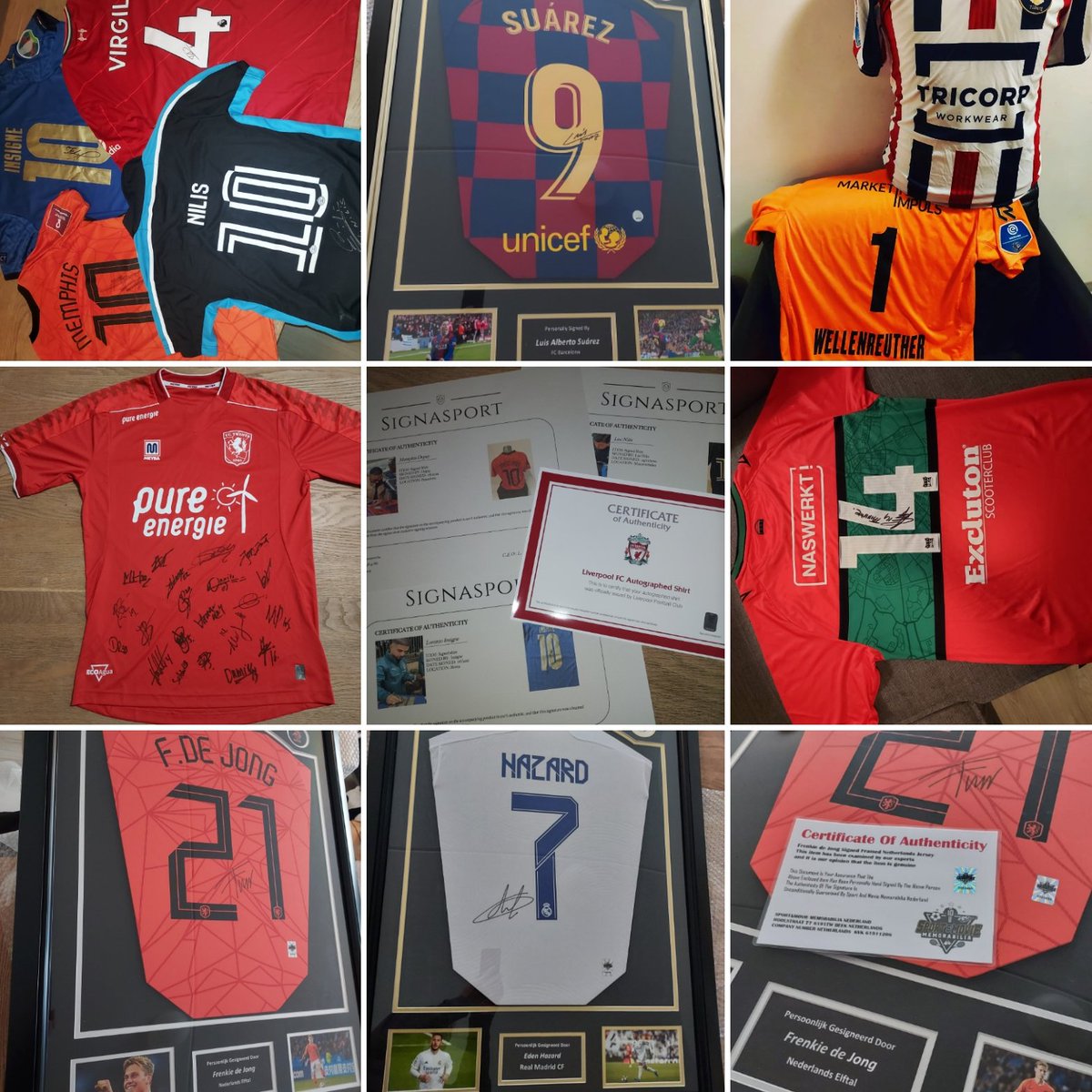 Hi <a href="/KenGoldin/">Ken Goldin</a>! How can i get my signed #football shirts on your auction❓I have Suarez + Frenkie de Jong + P. Maldini + Eden Hazard + Sebastien Haller + Kevin de Bruyne and Virgil van Dijk❗All in nice &amp; heavy framework incl. COA. Let me know how it works <a href="/GoldinCo/">Goldin</a> #memorabilia