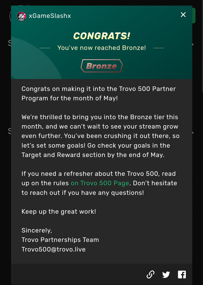 xgameslashx's tweet photo. I'd like to thank everyone who visited my @trovolive streams and helped me meet this goal!
If you're a #trovo #streamer and you see this give me a like. There's not a lot of English speaking Trovers out there!
#partnerships #partner #Partner4Growth #partners #Bronze https://t.co/pkcXkw6He8