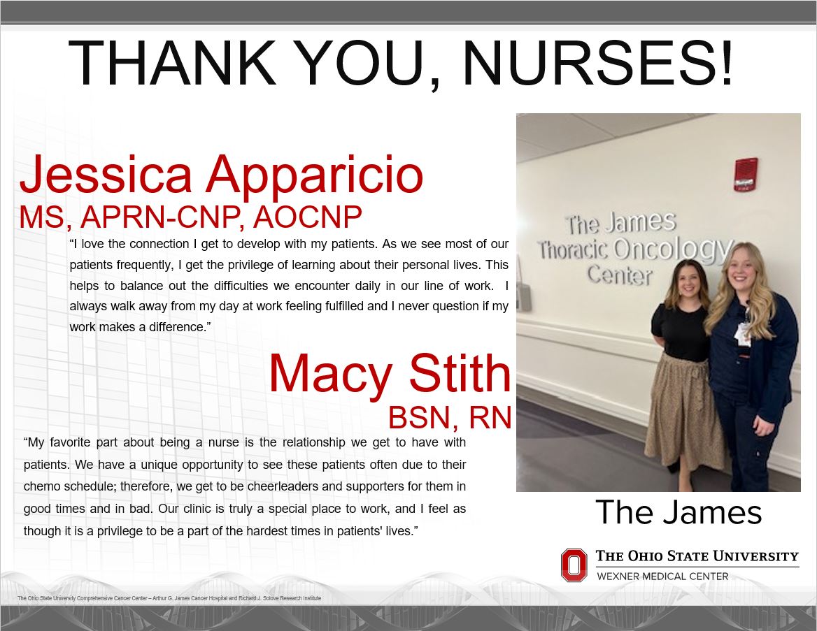 OhioStateMedOnc's tweet photo. Happy Nurses Week to some of our Thoracic Oncology Clinic nurses! @dwightowenmd #OSUCCC @OSUCCC_James https://t.co/8HRkh8Wjhu
