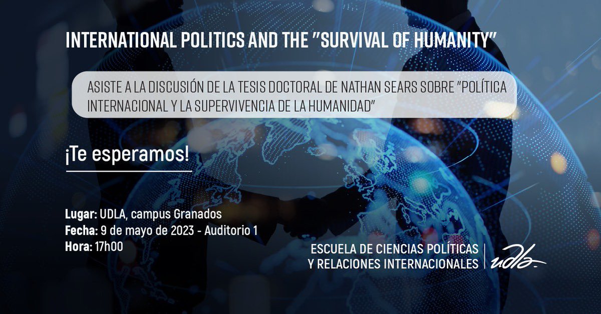 norasanchezlu's tweet photo. Red, les invito a un evento muy especial, en el que se discutirá el último trabajo de uno de mis profesores favoritos Nathan A. Sears (+)

📍Lugar: UDLA, campus Granados - Auditorio 1
📅Fecha: 9 de mayo de 2023
🕛Hora: 17h00

Más información aquí: https://t.co/Cst7mL00Gi https://t.co/tVmHW7VlLw