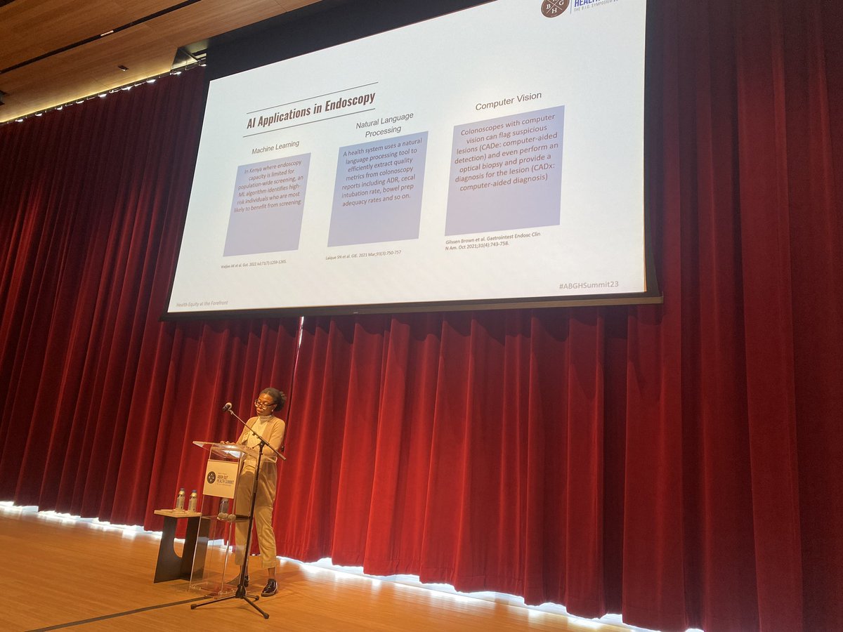 DMGrayMD's tweet photo. “The Use of #AI in GI Endoscopy and its Impact on Health Equity”. - @UcheAnyaMD #ABGHSummit23 https://t.co/Sb5ZIbspV6