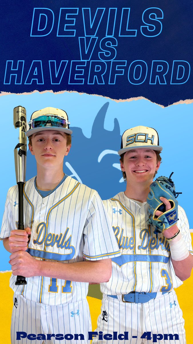 SCHBlueDevils's tweet photo. Big Inter-Ac game today vs Haverford School for baseball at home starting at 4! #DiamondDevils #Ohana #SCHproud @DWilsonSCH @ddinkins @PhSportsDigest https://t.co/KwtTms1Zhe