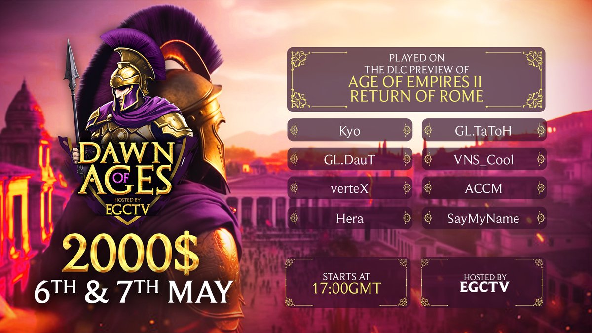I remember back in 98, watching lions hunting gazelles in AOE I. 25 years later, I'm the admin of this beautiful event. 
Come and see the show at twitch.tv/egctv! We have Aoe I Pros, AoE II Pros and AOE IV Pros  (That are also AOE I Pros 11)