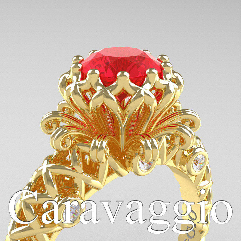 Shop if you may ❤️ caravaggiojewelry.com/?p=361221 Caravaggio Lace 14K Yellow Gold 1.0 Ct #Ruby Engagement Ring R634-14KWGR by Caravaggio™ Jewelry
