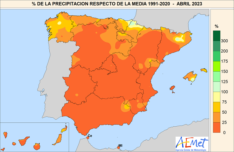AEMET_Esp's tweet photo. De la serie que comienza en 1961, abril ha sido, en media, el mes más cálido y seco en la España peninsular.  Sin llegar a eso extremos, también Canarias y Baleares han tenido, en conjunto, un claro carácter seco y cálido. +info: https://t.co/PY7tmWws2C y https://t.co/vHCHViO6T3. https://t.co/urOnOcavsJ