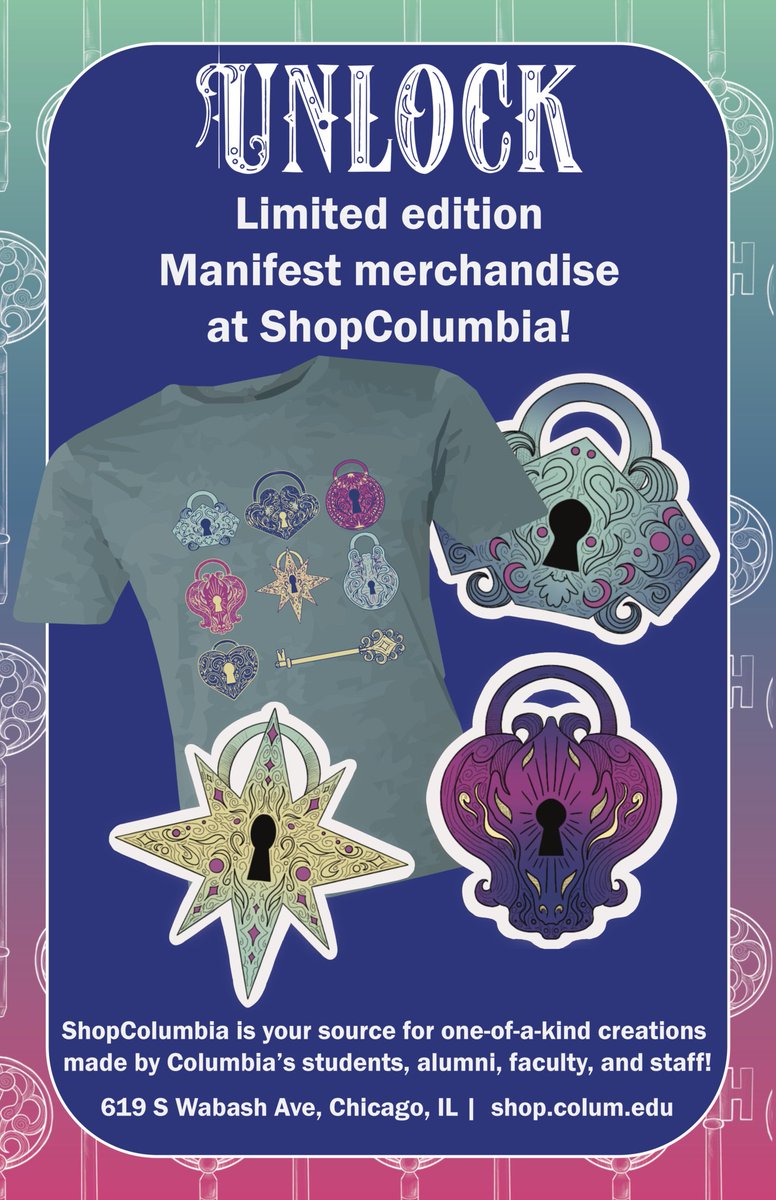 UNLOCK limited edition Manifest merchandise at ShopColumbia!

Learn more at shop.colum.edu/blogs/announce…

#ShopColumbia #ColumbiaChi #CCCManifest #UnlockManifest