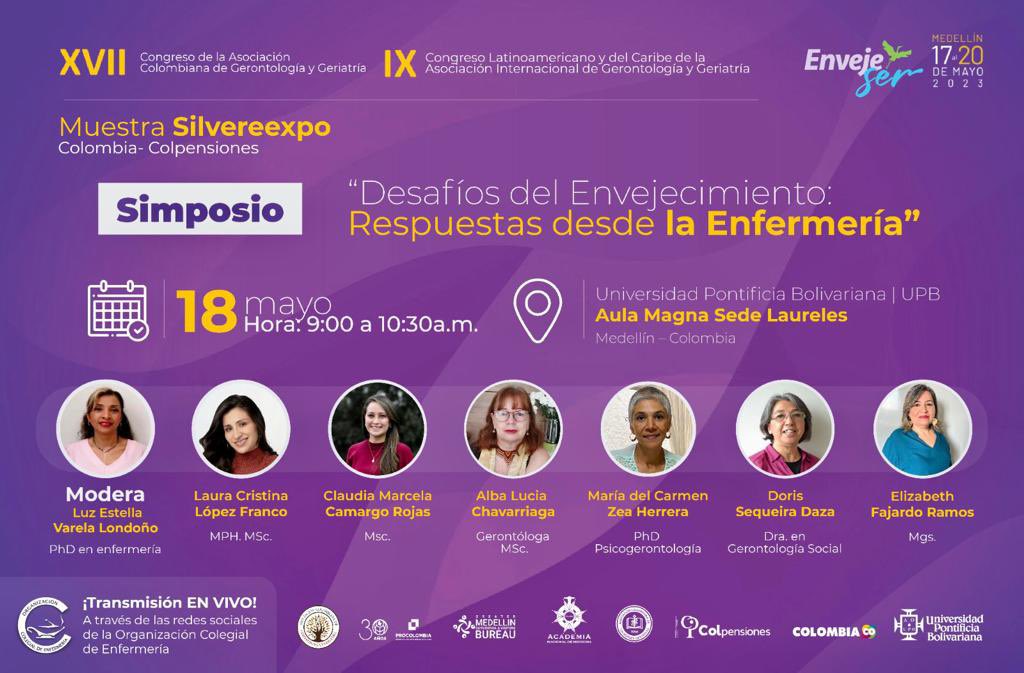 ACGG_CO's tweet photo. En el marco del Congreso #COMLAT los esperamos a participar del simposio de enfermería, inscripciones en: https://t.co/3iDseK5cJZ
📆 Fecha: Jueves 18 de Mayo de 2023
🕒 Hora: 09:00 AM
📍 Lugar: Universidad Pontificia Bolivariana I UPB - Aula Magna Sede Laureles, Medellín Colombia https://t.co/UT0qlZ7eSQ