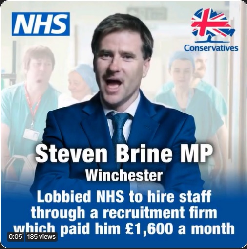 TORY LOBBYING: Save Our NHS 🔴STEVEN BRINE Tory MP lobbied NHS to hire staff through a recruitment firm which paid him £1,600 a month. 👉RETWEET if you agree this is wrong.