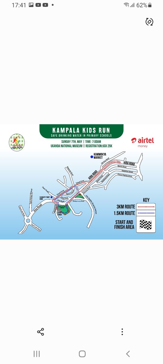 kampalakidsrun's tweet photo. #RunRoute for #KampalaKidsRun happening this Sunday at the @ugandamuseums.Dial *185*4*9# and 4331246 as Merchant Code @TheFoodHub_ug &amp; Capital Shopper-Ntinda.The Kids will be running to provide "Safe Drinking Water in Primary Schools" @AbleBataringaya @MuslimKizili @ChessDove https://t.co/v0FkZs0yxL