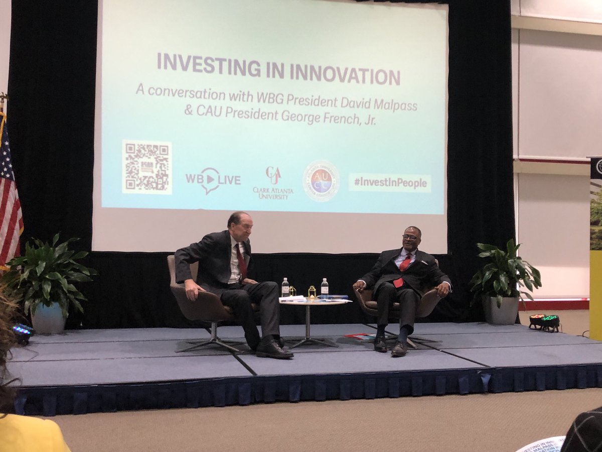 Raphael Bostic (@raphaelbostic) on Twitter photo Very pleased to be at the <a href="/AUCConsortium/">AUCC (Atlanta University Center Consortium)</a> to hear <a href="/WorldBank/">World Bank</a>’s Prez David Malpass talk w <a href="/CAU/">Clark Atlanta Univ.</a> Prez Dr. George French about possible partnerships w HBCUs to help end poverty worldwide. Very pleased to be at the <a href="/AUCConsortium/">AUCC (Atlanta University Center Consortium)</a> to hear <a href="/WorldBank/">World Bank</a>’s Prez David Malpass talk w <a href="/CAU/">Clark Atlanta Univ.</a> Prez Dr. George French about possible partnerships w HBCUs to help end poverty worldwide.