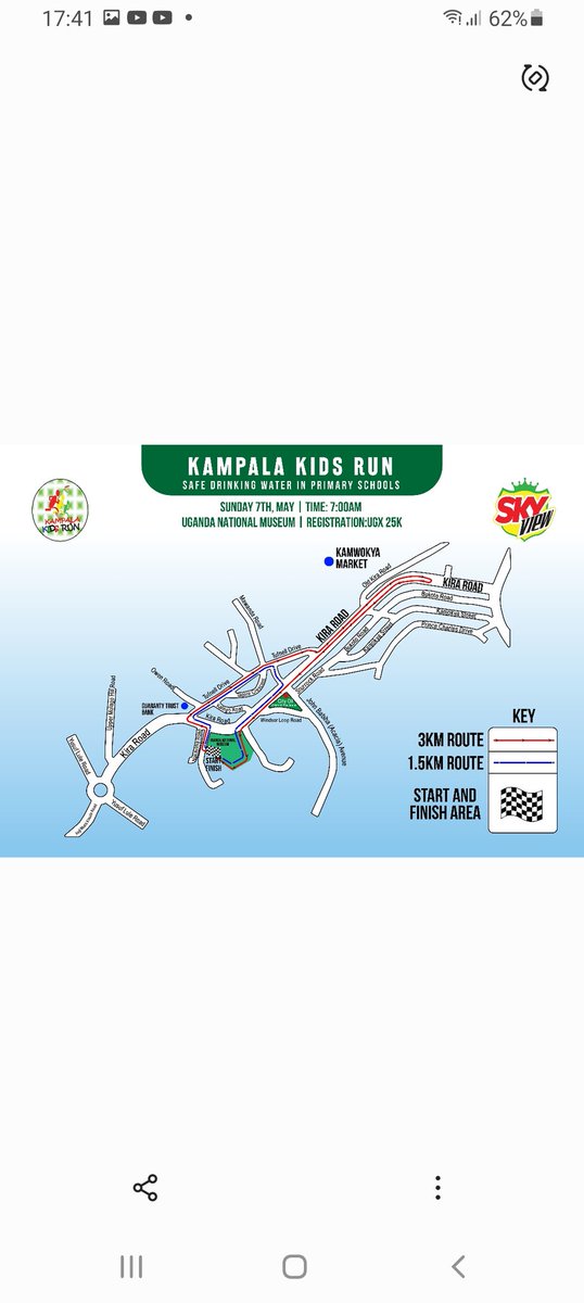 kampalakidsrun's tweet photo. #RunRoute for #KampalaKidsRun happening this Sunday at the @ugandamuseums.Dial *185*4*9# and 4331246 as Merchant Code @TheFoodHub_ug &amp; Capital Shopper-Ntinda.The Kids will be running to provide "Safe Drinking Water in Primary Schools" @AbleBataringaya @MuslimKizili @ChessDove https://t.co/v0FkZs0yxL