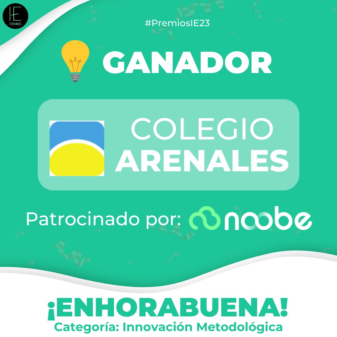Fundacion_GTE's tweet photo. 🏆 El ganador de la categoría "💡Innovación Metodológica" es... 

👉 @arenalescolegio - Madrid

🎉 ¡Enhorabuena! 🎉

#PremiosIE23 https://t.co/NpkwTvNYLW