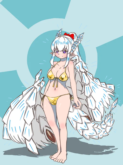 #ダークマターの子  金色ビキニ  古代竜ちゃんは少々暑がりさんなので薄着を好みます