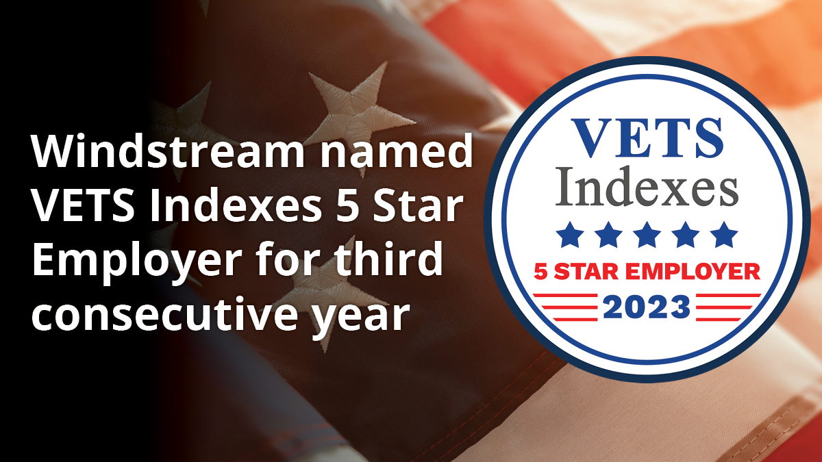 WINTalent's tweet photo. Windstream has been selected a VETS Indexes 5 Star Employer. The award recognizes our commitment to recruiting, hiring, retaining, developing, and supporting veterans and the military-connected community.  Looking for a new career?  Search open positions: https://t.co/opE9D95muQ. https://t.co/iDI6agbj3T
