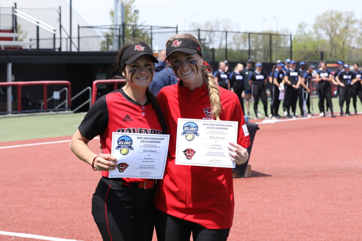 Congraulations to our five All-GLIAC honorees!

Gabby Palazzolo (1st team)
Hayley Kreiger (1st team)
Kelsey Byers (2nd team)
Riley Hasseld (honorable mention)
Becca Daoust (honorable mention)

#DUWork