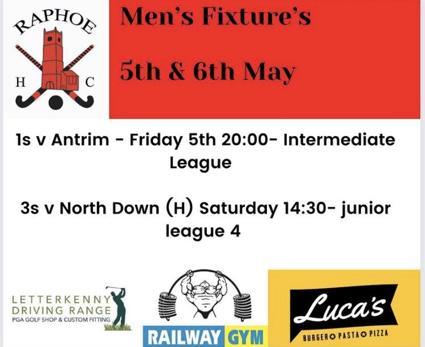 Mens fixtures 5th &amp; 6th May
Our 1st men’s team will receive the intermediate league trophy tonight!