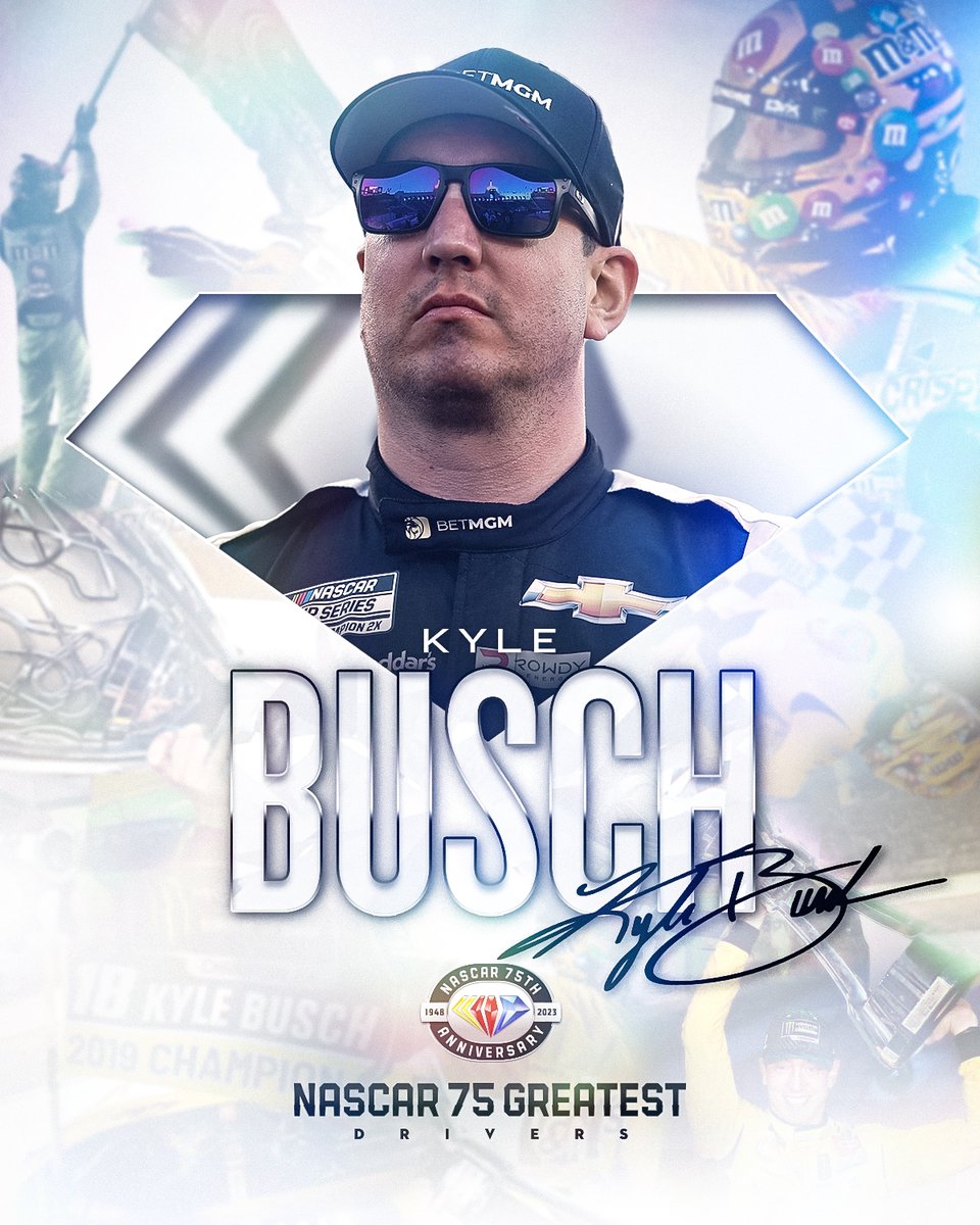 NASCAR's tweet photo. He's won the most national series races in our sport's history! 

Take a bow, @KyleBusch. You are a member of the #NASCAR75 Greatest Drivers list! https://t.co/bmAYXoDH2C
