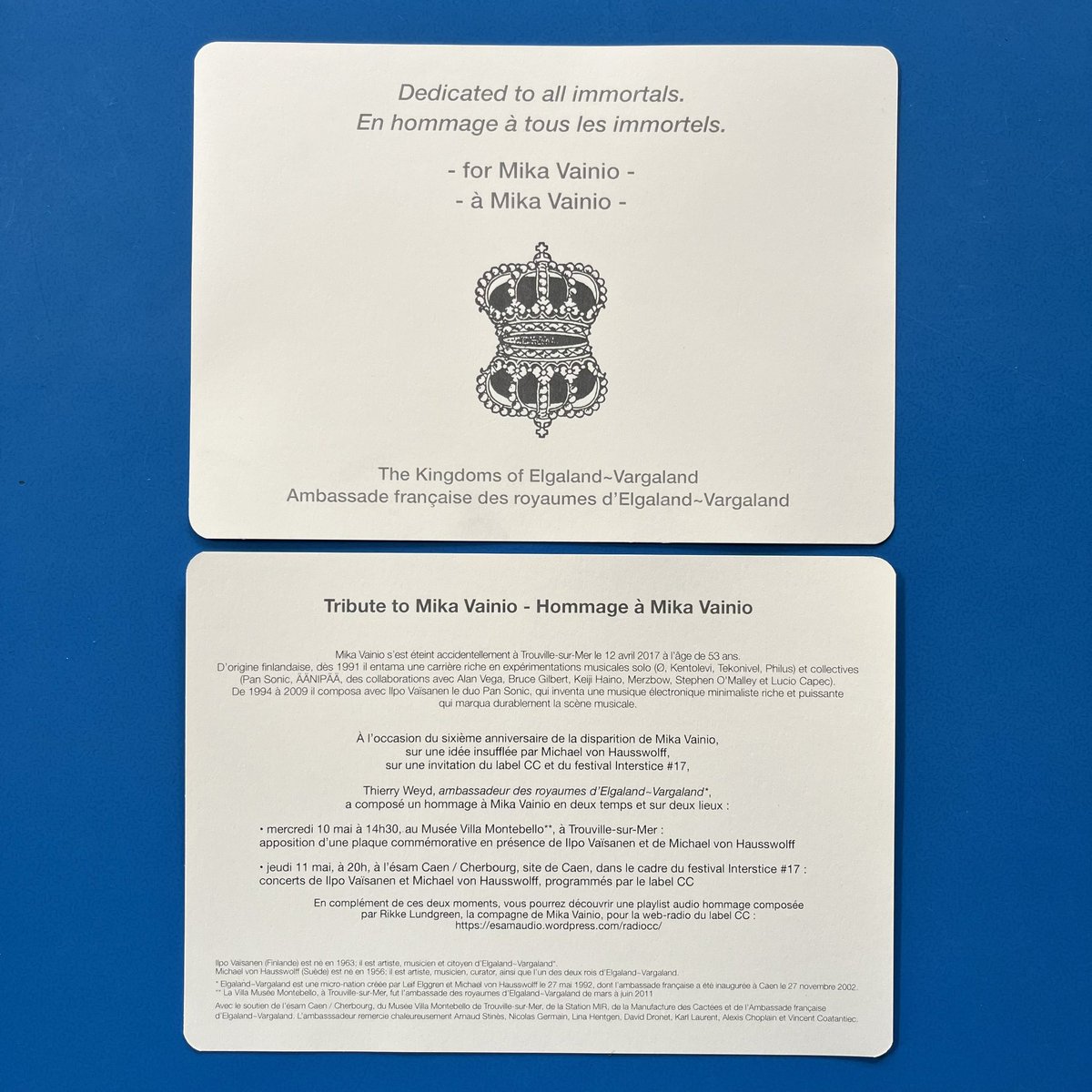 editionscactus's tweet photo. HOMMAGE À MIKA VAINIO 
avec Ilpo Vaisanen et Michael von Hausswolff :
- Mercredi 10 Mai 2023, 14h30 au musée Villa Montebello, Trouville-sur-Mer.
- Jeudi 11 Mai 2023, 20h00 à l’ésam Caen.
Label CC - festival Interstice #17 https://t.co/5ejlwubhdl