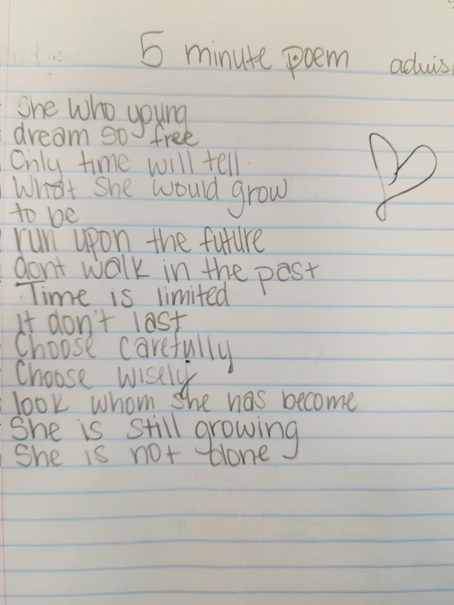 KandiceRichard8's tweet photo. 9th grade advisement wrote 5-minute inspirational poems. Talent abounds in this room! @APSCarverEC #7mindsets #attitudeofgratitude #elevateyourperspective #growthmindset https://t.co/ecuiFNbiT4