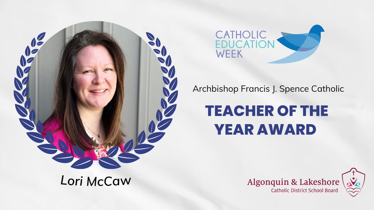 Congrats to Lori McCaw, #ALCDSB SAT for being the recipient of the #CEW2023 Archbishop Francis J. Spence Catholic Teacher of the Year Award! Lori’s belief in the dignity of others is evident in her efforts to ensure that every member is equipped to reach their full potential.