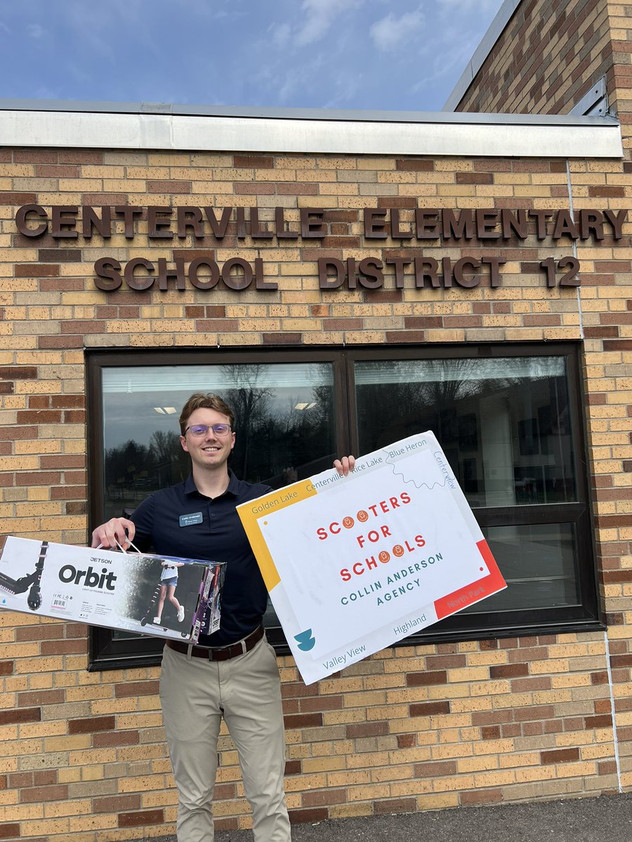 CollinAgency's tweet photo. SCOOTER FOR SCHOOLS!

Rice Lake &amp; Centerville Elementary

Brought to you by Collin Anderson Agency &amp; Horace Mann! https://t.co/TiRmfJwxwS