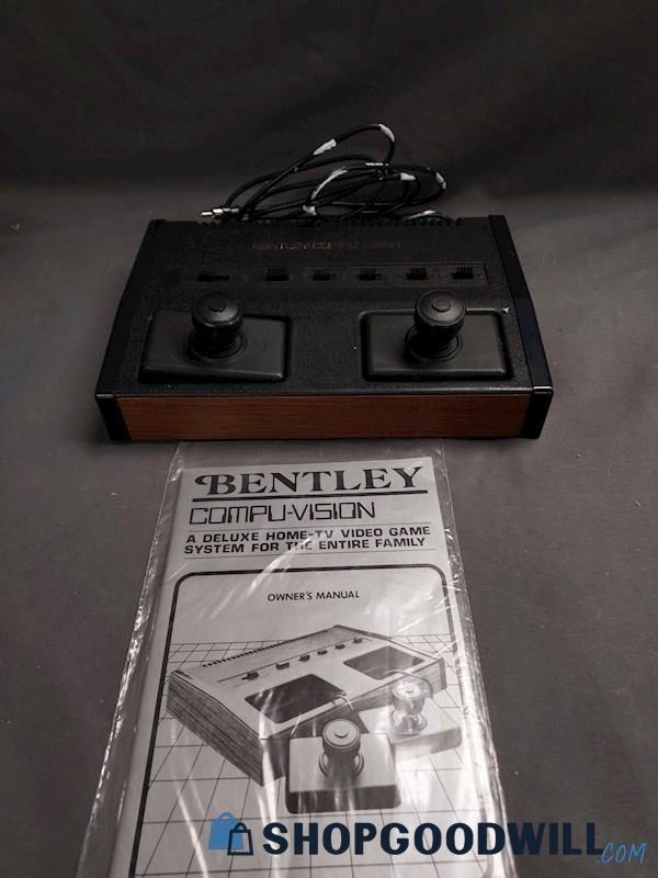 GoodwillGoblin's tweet photo. a Bentley Compu-Vision has appeared on shop goodwill. Released in 1983, this was one of, if not the very last dedicated pong-style consoles released. The box boasts a "self-contained system requiring no additional cartridges or expense" https://t.co/QYpLUOCFkA
