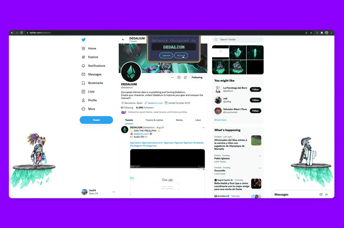 MadeWithVueJS's tweet photo. .@dedalium is a fun browser extension-based RPG #madewithvuejs 👀 Play while browsing the web by discovering objects and characters on the websites you visit! - https://t.co/4OJMjzkvkl https://t.co/tV8WiSigYW
